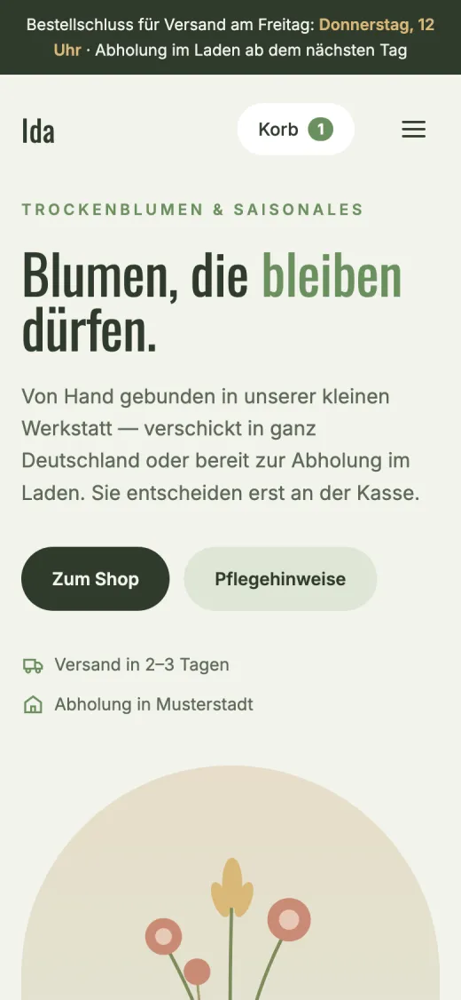 Dieselbe Startseite auf dem Handy