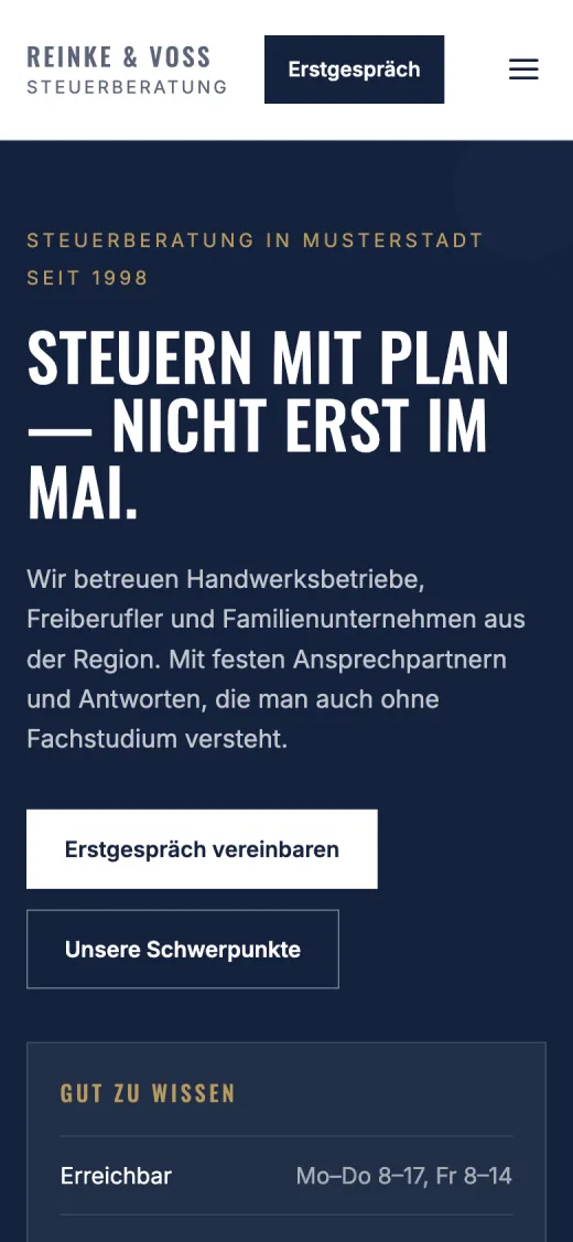 Dieselbe Startseite auf dem Handy