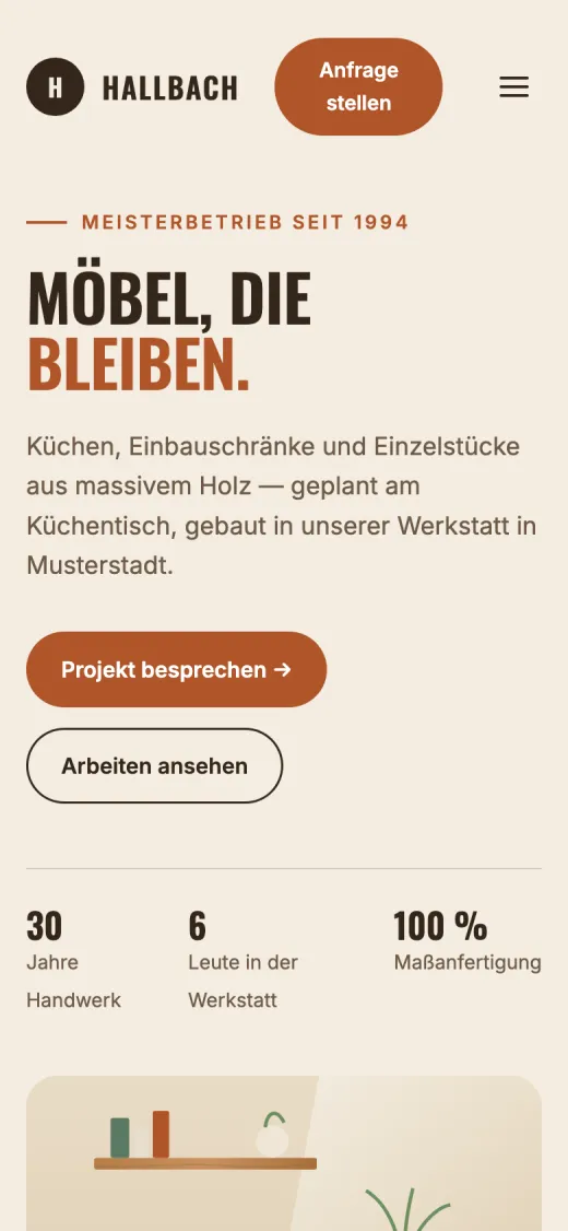 Dieselbe Startseite auf dem Handy